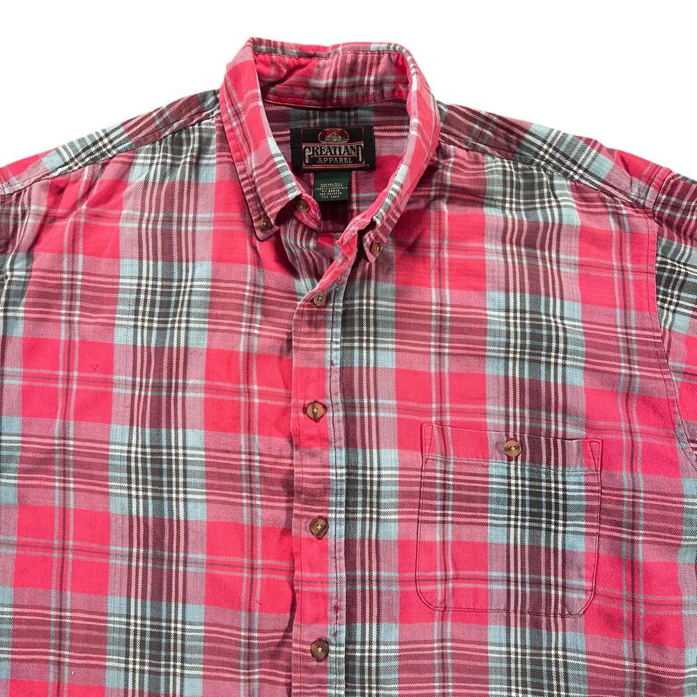 Men’s Greatland Apparel Plaid Flannel Shirt Large Tall Cotton Button-Down Y2K